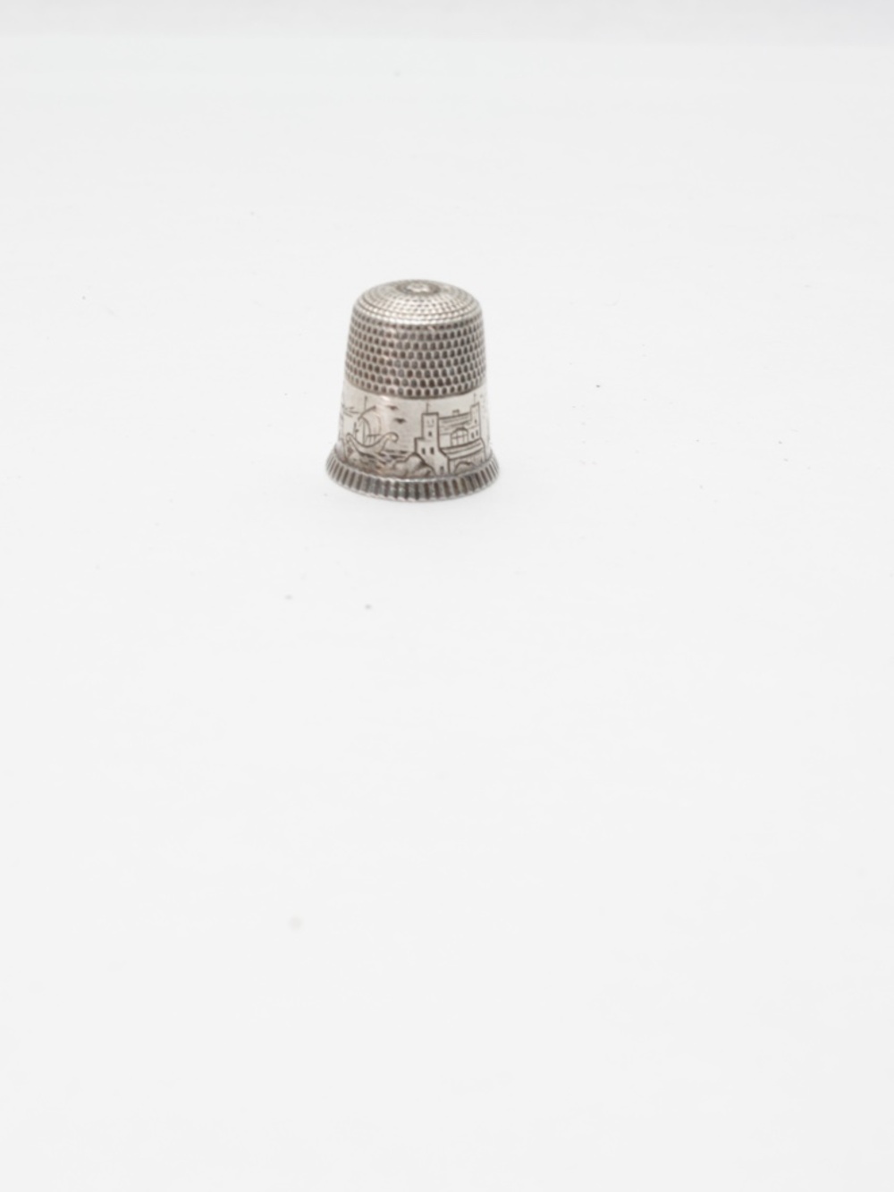 Antique Sterling Silver Engraved Story Thimble